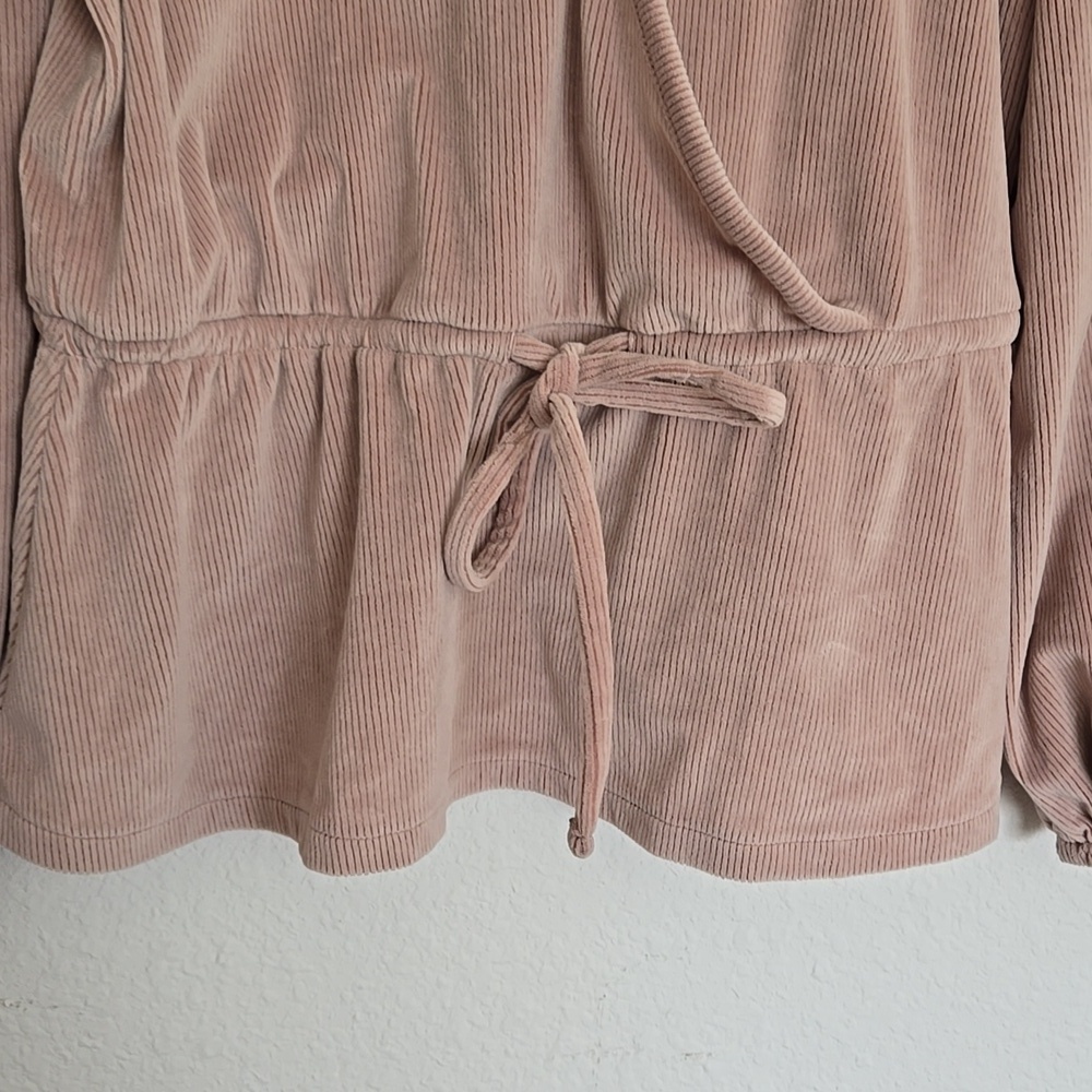 Madewell Blush Pink Corduroy Faux Wrap Pepplum Style Top S - Picture 4 of 9